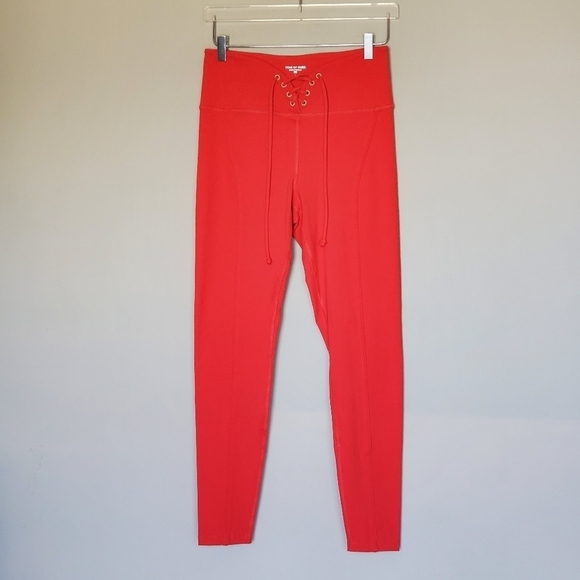 NWOT Year of Ours X Revolve Red Hot Lace Up Football Leggings Size Large - Picture 3 of 11